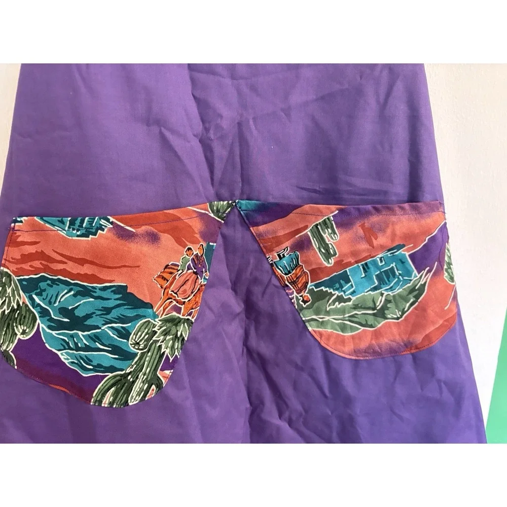 Vintage Reversible Cotton‎ Apron Southwest Desert Print with Horses Cactus Bold